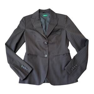 United Colors of Benetton fitted Blazer, Women's 38 (0-2), Brown pin striped